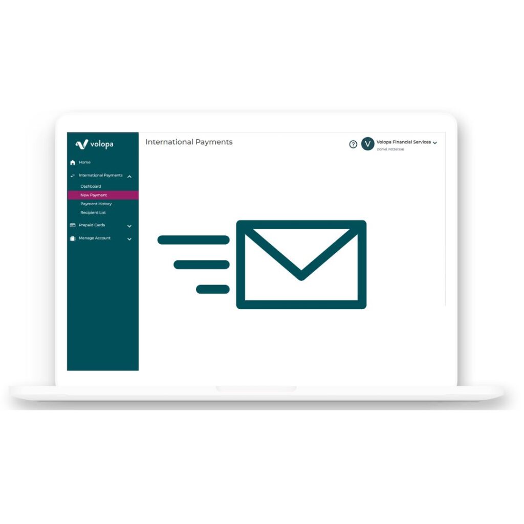 automated payment receipts Volopa platform showcasing international payemts.