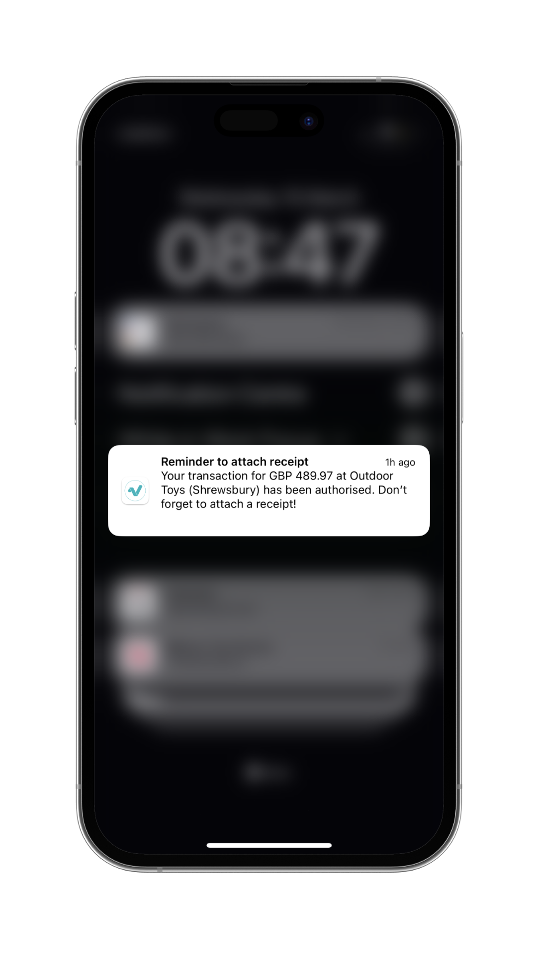 Receipt capture Volopa notifications example